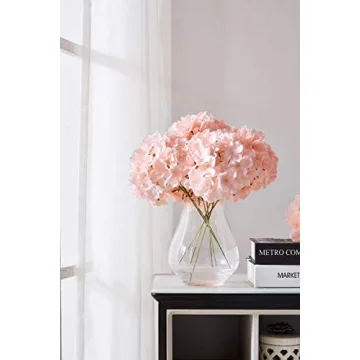 KISLOHUM Blush Artificial Hydrangea Flowers 10 Silk Stems
