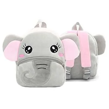 NICE CHOICE Cute Toddler Backpack Toddler Bag Plush Animal Cartoon Mini Travel Bag for Baby Girl Boy 2-6 Years(Grey Elephant)
