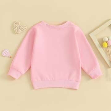 Kayotuas Toddler Girl Valentines Shirt Fuzzy Embroidered Letters Heart Sweatshirt Long Sleeve Crewneck Pullover Sweater Tops (Be Mine&Heart Pink, 0-6 Months)