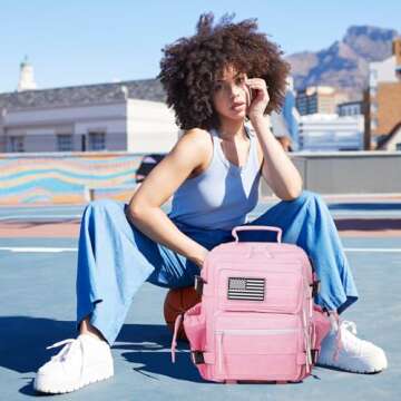 Boomistry 15L Mini Tactical Backpack Small Tactical Backpack for Women, Military Backpack for Gym, Hiking, Daily (Pink-15L)