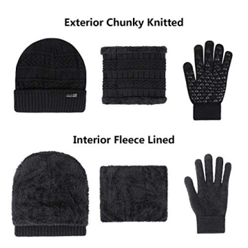 Winter Beanie Hat & Gloves Set for Men and Women