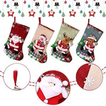 NLGG Set of 4 Personalized Christmas Stockings - 12" Size