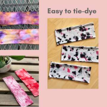 MLMOMVME 6 Pcs White Headbands for Women Hair Cotton Headband for Tie Dye Party Supplies, Non-slip Stretchy Elastic Head Wrap Holder Hair Accessories