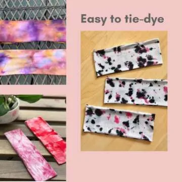 MLMOMVME 6 Pcs White Headbands for Women Hair Cotton Headband for Tie Dye Party Supplies, Non-slip Stretchy Elastic Head Wrap Holder Hair Accessories