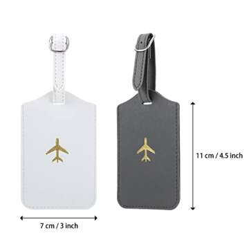 2 Pieces unisex Passport Covers and 2 Pieces Luggage Tags, Passport Holder Travel Suitcase Tag (White, Gray)