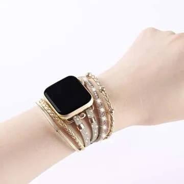 WONMILLE Posh Leather Bands for Apple Watch Women
