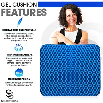 SelectSoma Gel Seat Cushion for Back, Sciatica & Tailbone Pain