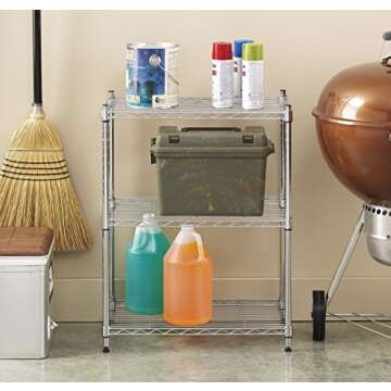 Whitmor 3-Wire Shelving Unit, Metal Storage Shelves, Easy Assembly Home Organizer for Pantry, Kitche...