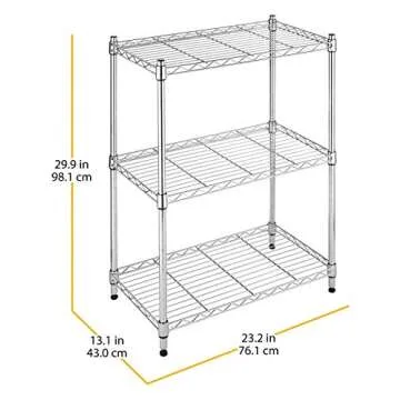 Whitmor 3-Wire Shelving Unit, Metal Storage Shelves, Easy Assembly Home Organizer for Pantry, Kitchen, Garage, Plant