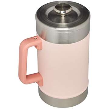 Stanley French Press 48oz with Double Vacuum Insulation, Stainless Steel Wide Mouth Coffee Press, Large Capacity, Ergonomic Handle, Dishwasher Safe, Limestone