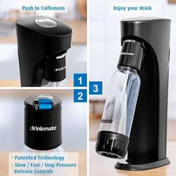 Drinkmate OmniFizz Sparkling Water and Soda Maker, Carbonates Any Drink Without Diluting It, CO2 Cylinder Not Included (Royal Red)