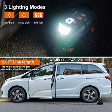 TowerTop Air Compressor,12V DC Portable Tire Inflator Pump,Auto Shut Off Feature, Digital LCD Display, Emergency LED Flashlight, for Car Truck Motorcycle Bicycle Tires (black)