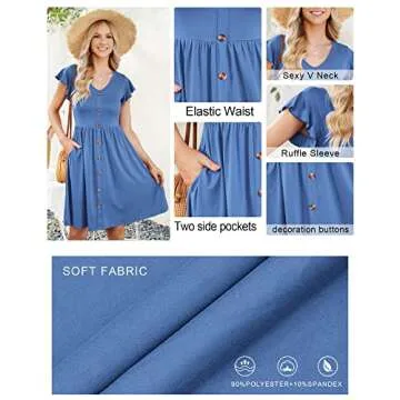 WNEEDU Women Summer Sleeveless Casual Midi Dress