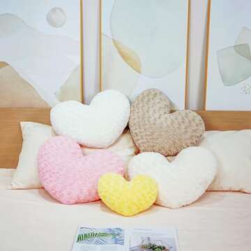 Ailive Pink Heart Pillow Accent Pillow Decorative Throw Pillows for Chair Bed Couch and Living Room;...