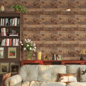 TANONE Peel and Stick Wallpaper 17.8" X 118.8" Contact Paper Self Adhesive Removable Decorative Film Brown Wood Grain Contact Paper for Wall Covering Furniture Countertop Kitchen DIY