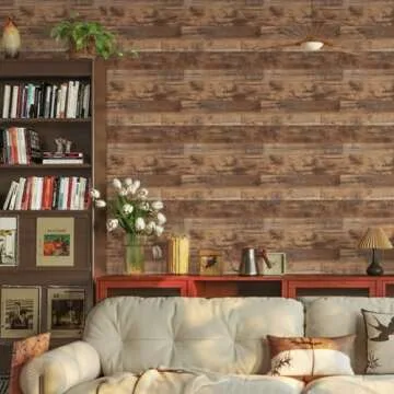 TANONE Peel and Stick Wallpaper 17.8" X 118.8" Contact Paper Self Adhesive Removable Decorative Film Brown Wood Grain Contact Paper for Wall Covering Furniture Countertop Kitchen DIY