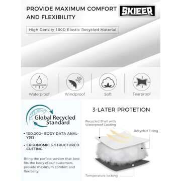 Skieer Women's Winter Coat Thicken Padded Waterproof Snow Ski Jacket(White,Large)