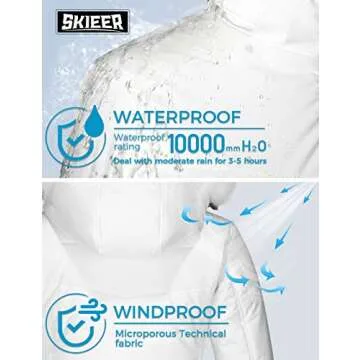 Skieer Women's Winter Coat Thicken Padded Waterproof Snow Ski Jacket(White,Large)