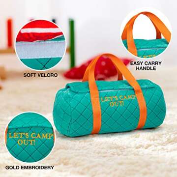 TCBunny 6 Piece Set of Plush Soft Stuffed Camp Out Playset, Imaginative Play, Camping Toy with Sounds, Toddler for Ages 3+