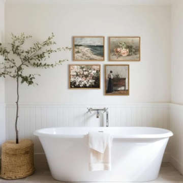 KBKBART Vintage Flower Canvas Wall Art for Home Decor