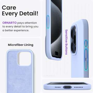 ORNARTO Slim Liquid Silicone Case for iPhone 15 Pro Max
