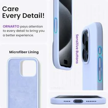 ORNARTO Slim Liquid Silicone Case for iPhone 15 Pro Max