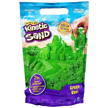 Kinetic Sand, The Original Moldable Sensory Play Sand Toys for Kids, Green, 2 lb. Resealable Bag, Ag...