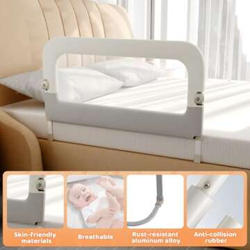 Adjustable Toddler Bed Guard Rail - Portable & Safe