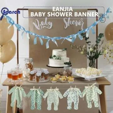 Eanjia Pre-Assembled Blue Bow Garland for Baby Showers
