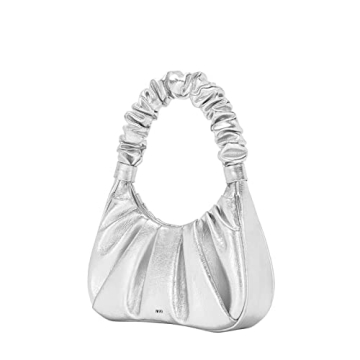 JW PEI Gabbi Ruched Hobo Handbag Silver Elegant Style