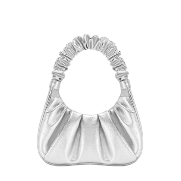 JW PEI Gabbi Ruched Hobo Handbag Silver Elegant Style