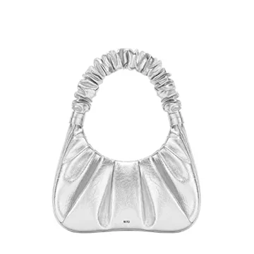 JW PEI Gabbi Ruched Hobo Handbag Silver Elegant Style