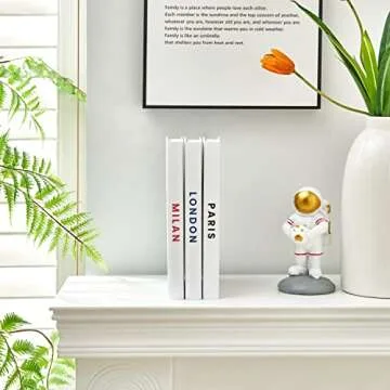 3 Decorative Books for Modern Home Decor - Faux Books for Bookshelf/Mantle Decoration - Fake Designer Books for Coffee/Dining Table, Shelf Decor - Paris/London/Milan