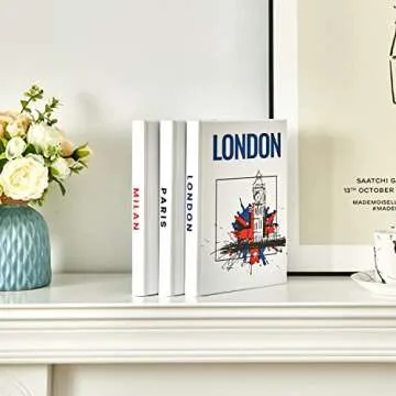 3 Decorative Books for Modern Home Decor - Faux Books for Bookshelf/Mantle Decoration - Fake Designer Books for Coffee/Dining Table, Shelf Decor - Paris/London/Milan