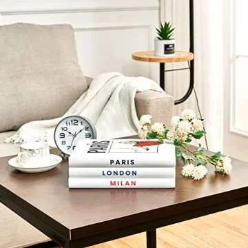 3 Decorative Books for Modern Home Decor - Faux Books for Bookshelf/Mantle Decoration - Fake Designer Books for Coffee/Dining Table, Shelf Decor - Paris/London/Milan