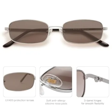SOJOS Retro Y2k Narrow Rectangle Sunglasses UV400 Protection