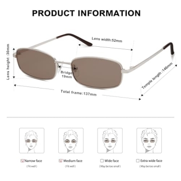 SOJOS Retro Y2k Narrow Rectangle Sunglasses UV400 Protection