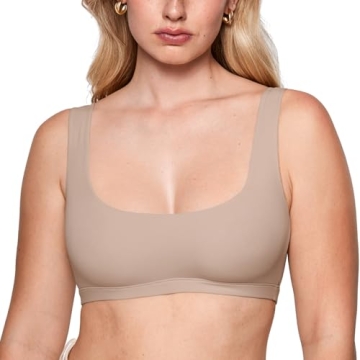 INLYRIC Women's Inbarely Soft Bralettes Scoop Neck Seamless Unlined Comfortable Double Layer Bralett...