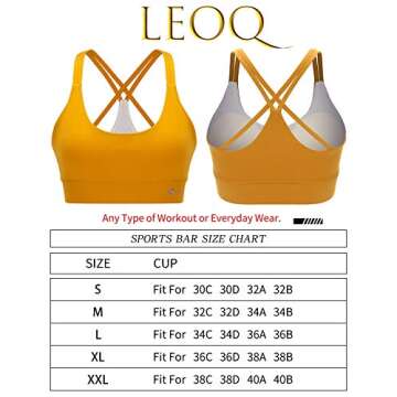 LEOQ Strappy Sports Bra for Women,Medium Support Removable Cup Running Bra Sexy Crisscross Yoga Bra(WX2423 Ginger.M)