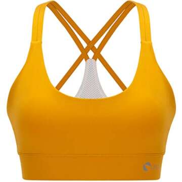 LEOQ Strappy Sports Bra for Women,Medium Support Removable Cup Running Bra Sexy Crisscross Yoga Bra(WX2423 Ginger.M)