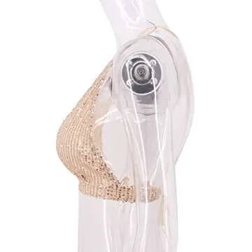 Monanoat Sexy V Neck Sequin Crop Top for Women