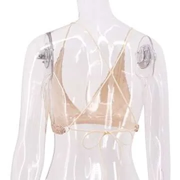 Monanoat Sexy V Neck Sequin Crop Top for Women