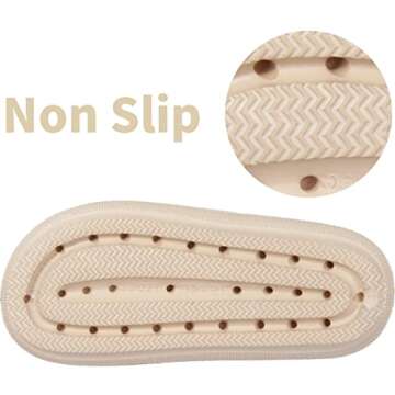 BenSorts Pillow Slippers for Women Men Sandal Adjustable Buckles Soft Slides Shower Spa Bath Indoor Outdoor Light Brown Men Size 8.5 9 9.5 Women Size 9.5 10 10.5