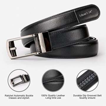 WERFORU Men's Ratchet Belts, 2 Pack Leather Belts for Men Dress and Casual with Automatic Buckle