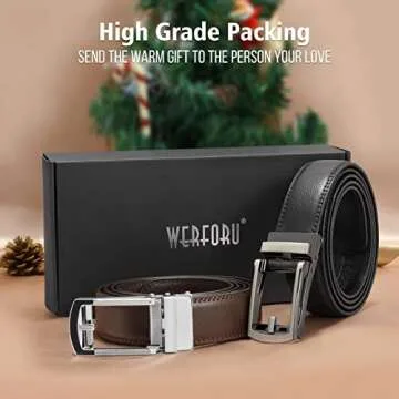 WERFORU Men's Ratchet Belts, 2 Pack Leather Belts for Men Dress and Casual with Automatic Buckle