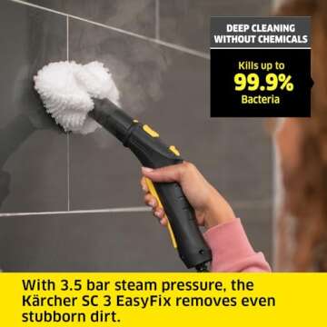 Kärcher - SC 3 Portable Multi-Surface Steam Cleaner/Steam Mop with Attachments – Chemical-Free, Rapid 40 Second Heat-Up, Continuous Steam - For Grout, Tile, Hard Floors, Appliances & More