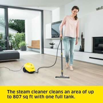 Kärcher - SC 3 Portable Multi-Surface Steam Cleaner/Steam Mop with Attachments – Chemical-Free, Rapid 40 Second Heat-Up, Continuous Steam - For Grout, Tile, Hard Floors, Appliances & More