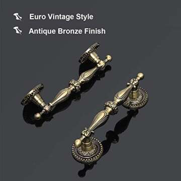 Antique Bronze Cabinet Handles 5PCS | Vintage Style Kitchen Hardware