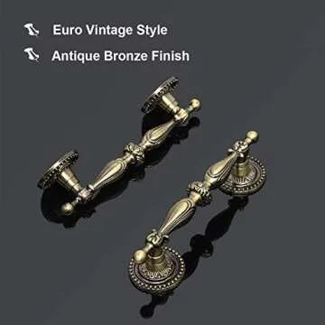 Antique Bronze Cabinet Handles 5PCS | Vintage Style Kitchen Hardware