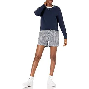 Amazon Essentials Women's 5" Chino Short - Black Gingham